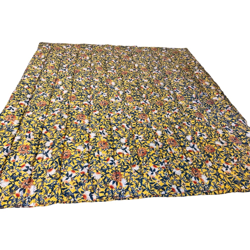 Ralph Lauren Home Yellow Floral Pomegranate Fretwork Comforter Full Queen Cotton